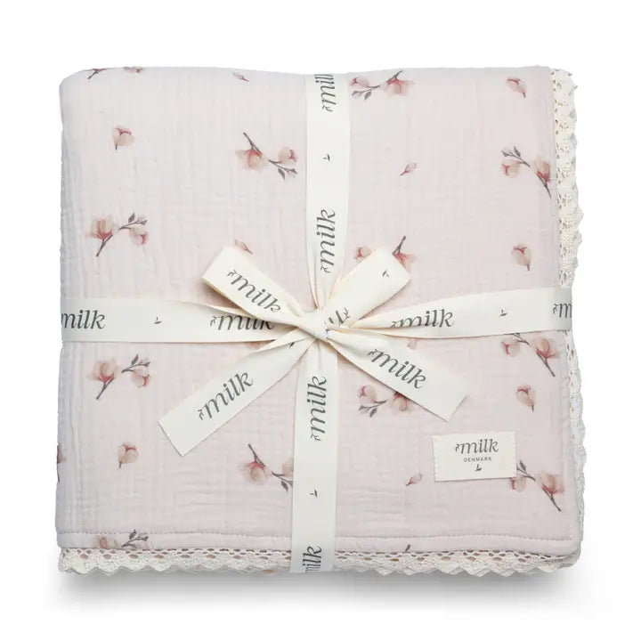 Wholesale Lace Edge Blanket Blossom Oat