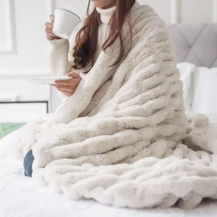 Cozy Faux Fur Throw- Multiple Colors 50" X 60"