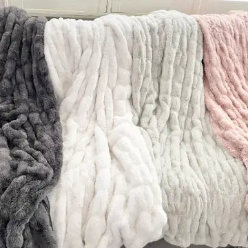 Cozy Faux Fur Throw- Multiple Colors 50" X 60"