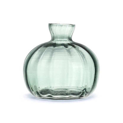 Blue Glass Bud Vase - 4x3.5in