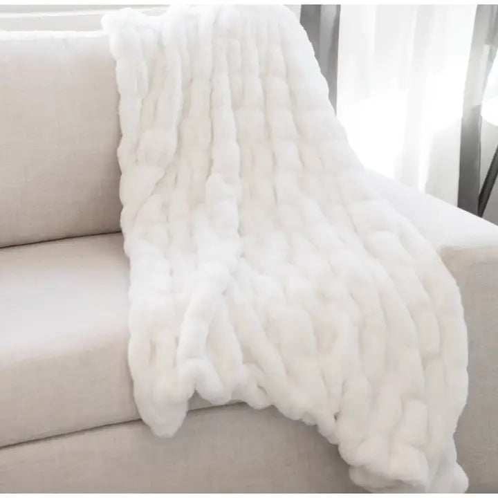 Cozy Faux Fur Throw- Multiple Colors 50" X 60"