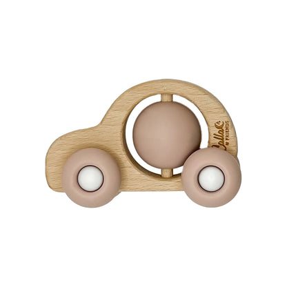 Car Silicone & Beechwood Teether Toy