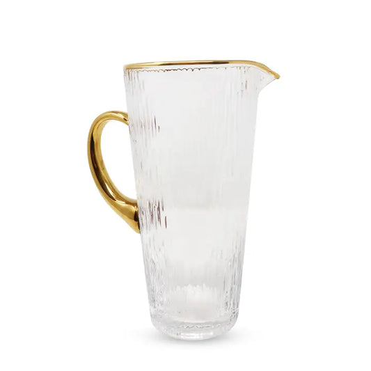 Clear Pitcher with Gold Handle and Rim