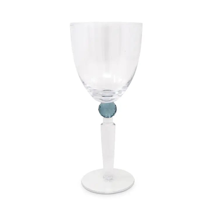 Set of 6 Water Glasses with Diamond On the Stem